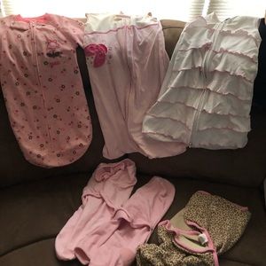 Variety of swaddles and sleep sacks